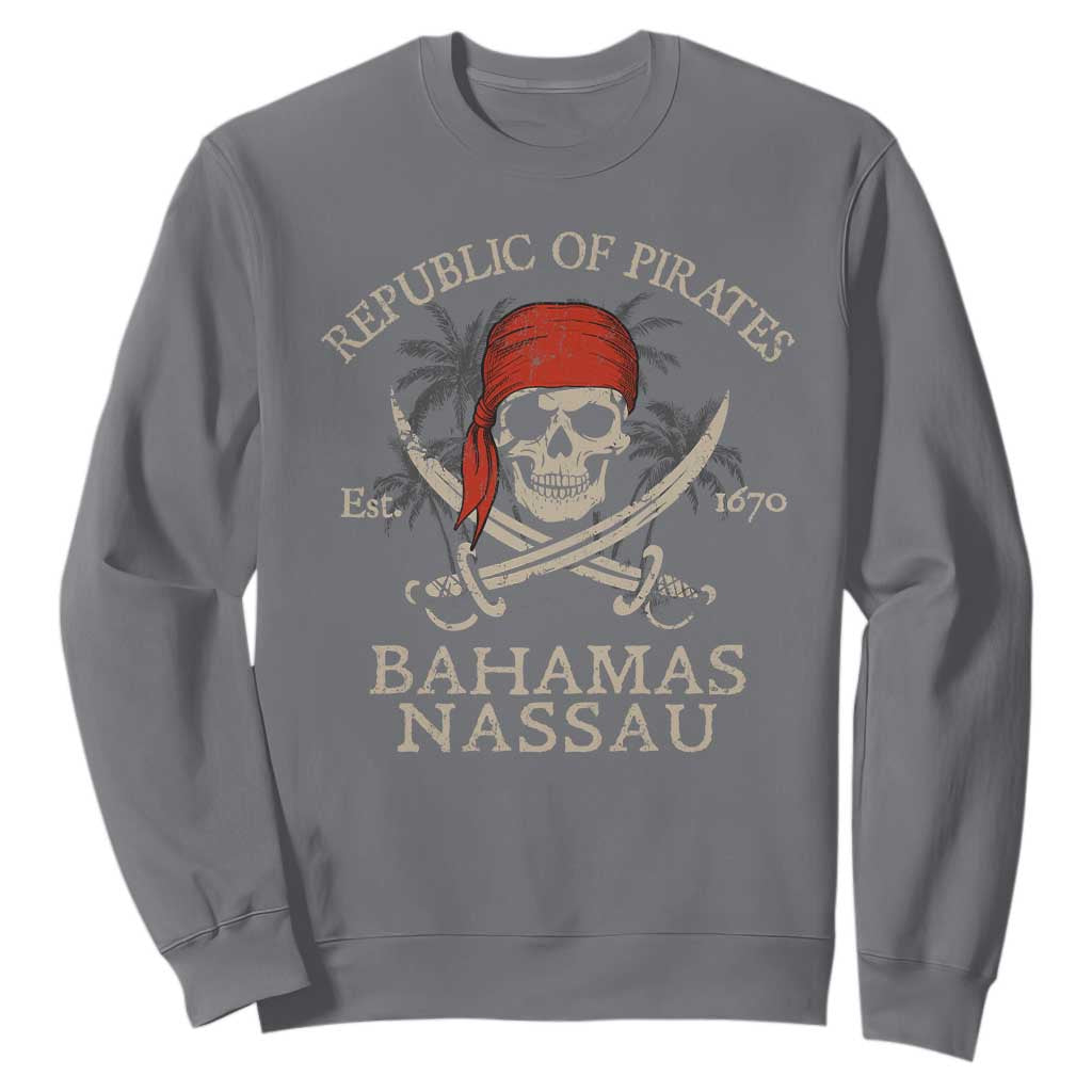 Republic Of Pirates Nassau Bahamas Sweatshirt Vintage Caribbean Summer Vacation TS10 Charcoal Print Your Wear