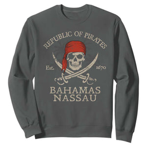 Republic Of Pirates Nassau Bahamas Sweatshirt Vintage Caribbean Summer Vacation TS10 Dark Heather Print Your Wear