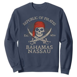 Republic Of Pirates Nassau Bahamas Sweatshirt Vintage Caribbean Summer Vacation TS10 Navy Print Your Wear