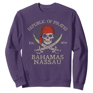 Republic Of Pirates Nassau Bahamas Sweatshirt Vintage Caribbean Summer Vacation TS10 Purple Print Your Wear