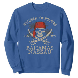 Republic Of Pirates Nassau Bahamas Sweatshirt Vintage Caribbean Summer Vacation TS10 Royal Blue Print Your Wear