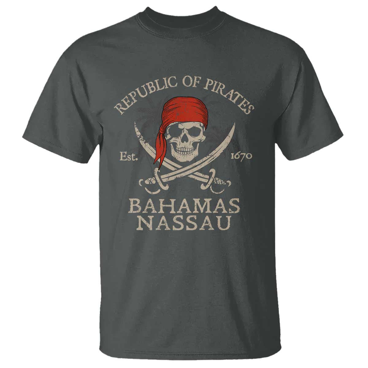 Republic Of Pirates Nassau Bahamas T Shirt Vintage Caribbean Summer Vacation TS10 Dark Heather Print Your Wear