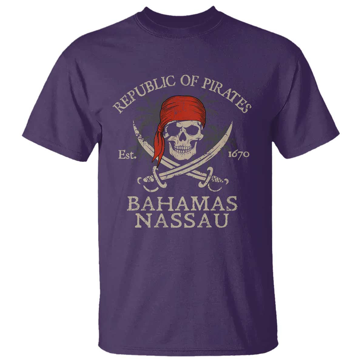 Republic Of Pirates Nassau Bahamas T Shirt Vintage Caribbean Summer Vacation TS10 Purple Print Your Wear