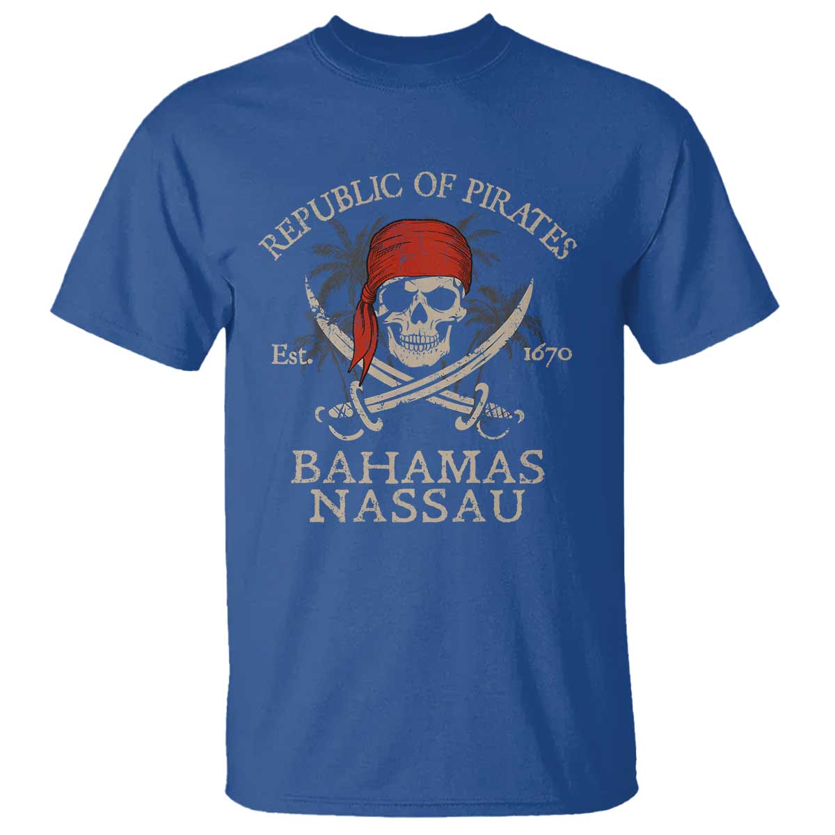 Republic Of Pirates Nassau Bahamas T Shirt Vintage Caribbean Summer Vacation TS10 Royal Blue Print Your Wear