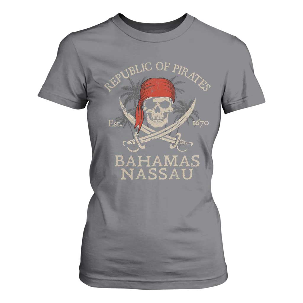Republic Of Pirates Nassau Bahamas T Shirt For Women Vintage Caribbean Summer Vacation TS10 Charcoal Print Your Wear