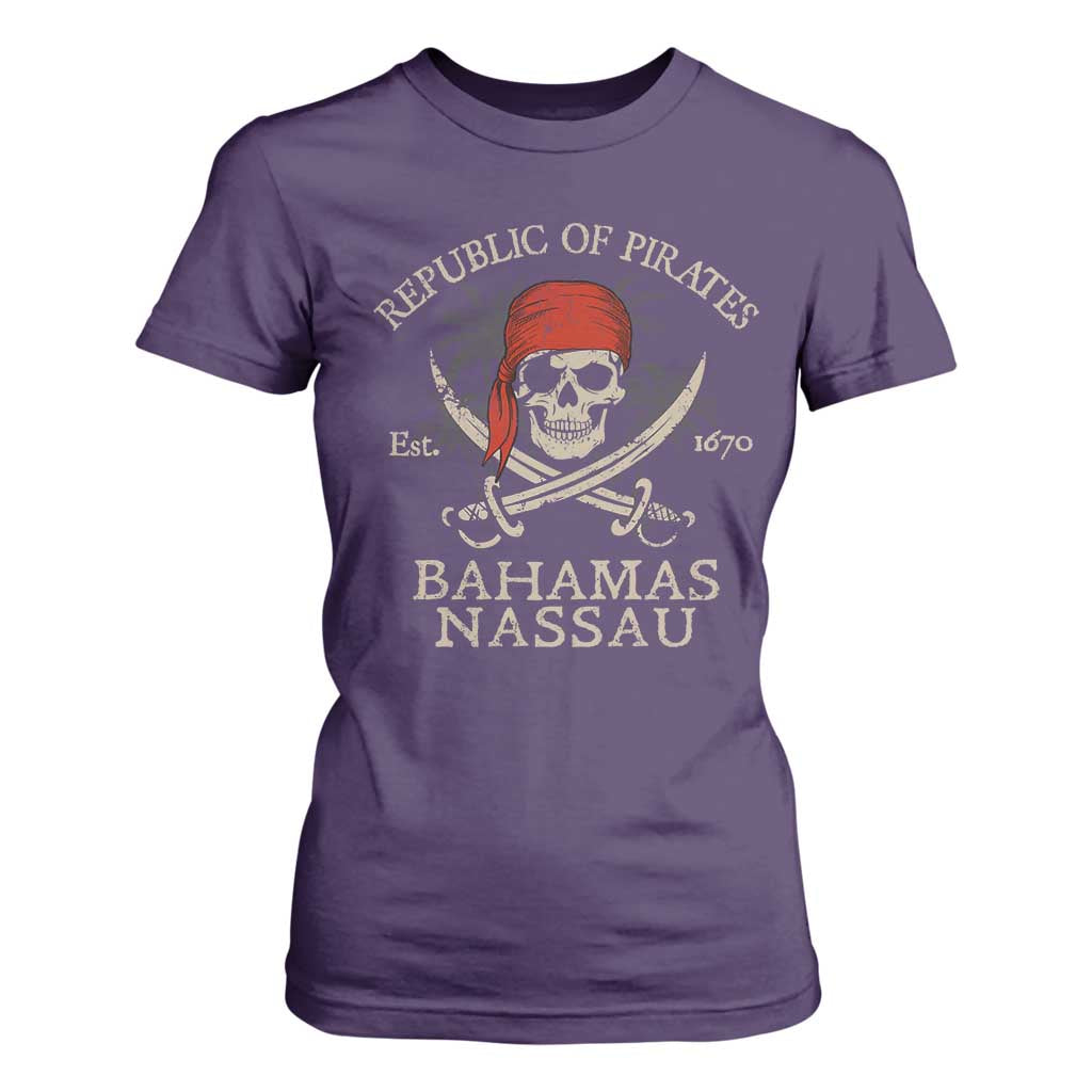 Republic Of Pirates Nassau Bahamas T Shirt For Women Vintage Caribbean Summer Vacation TS10 Purple Print Your Wear