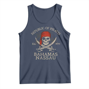Republic Of Pirates Nassau Bahamas Tank Top Vintage Caribbean Summer Vacation TS10 Navy Print Your Wear