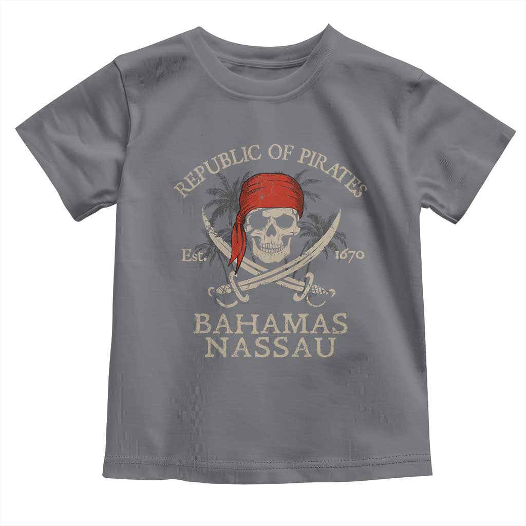 Republic Of Pirates Nassau Bahamas Toddler T Shirt Vintage Caribbean Summer Vacation TS10 Charcoal Print Your Wear