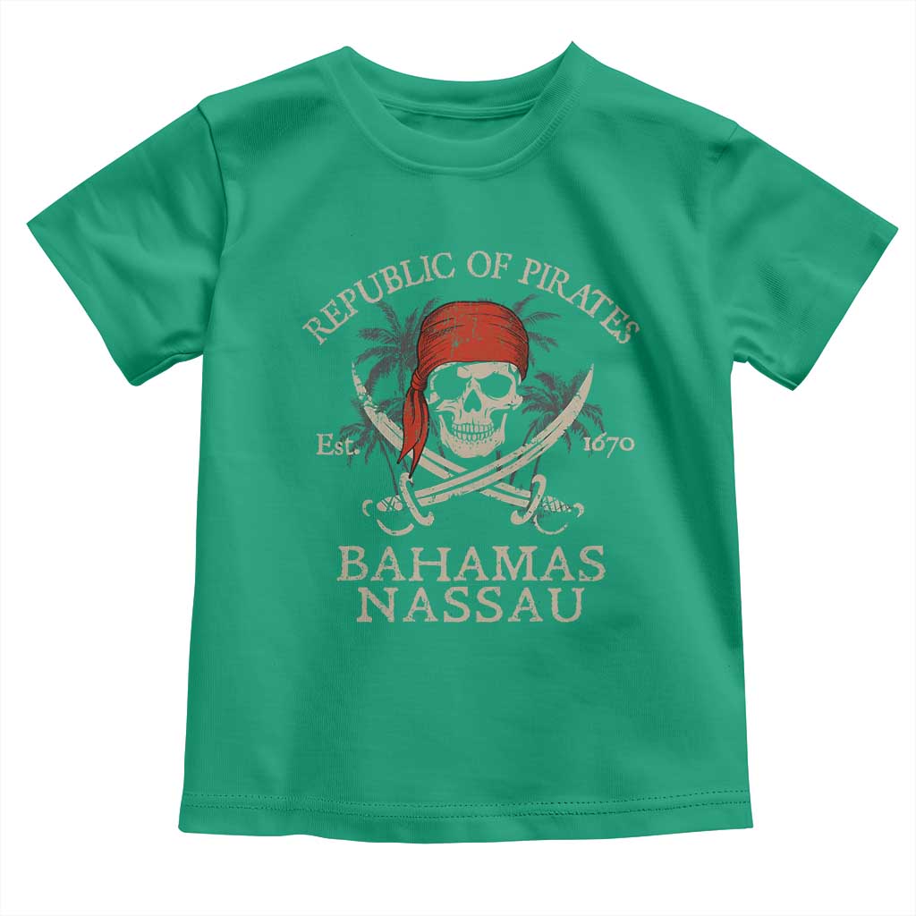 Republic Of Pirates Nassau Bahamas Toddler T Shirt Vintage Caribbean Summer Vacation TS10 Irish Green Print Your Wear