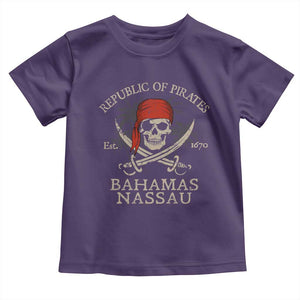 Republic Of Pirates Nassau Bahamas Toddler T Shirt Vintage Caribbean Summer Vacation TS10 Purple Print Your Wear