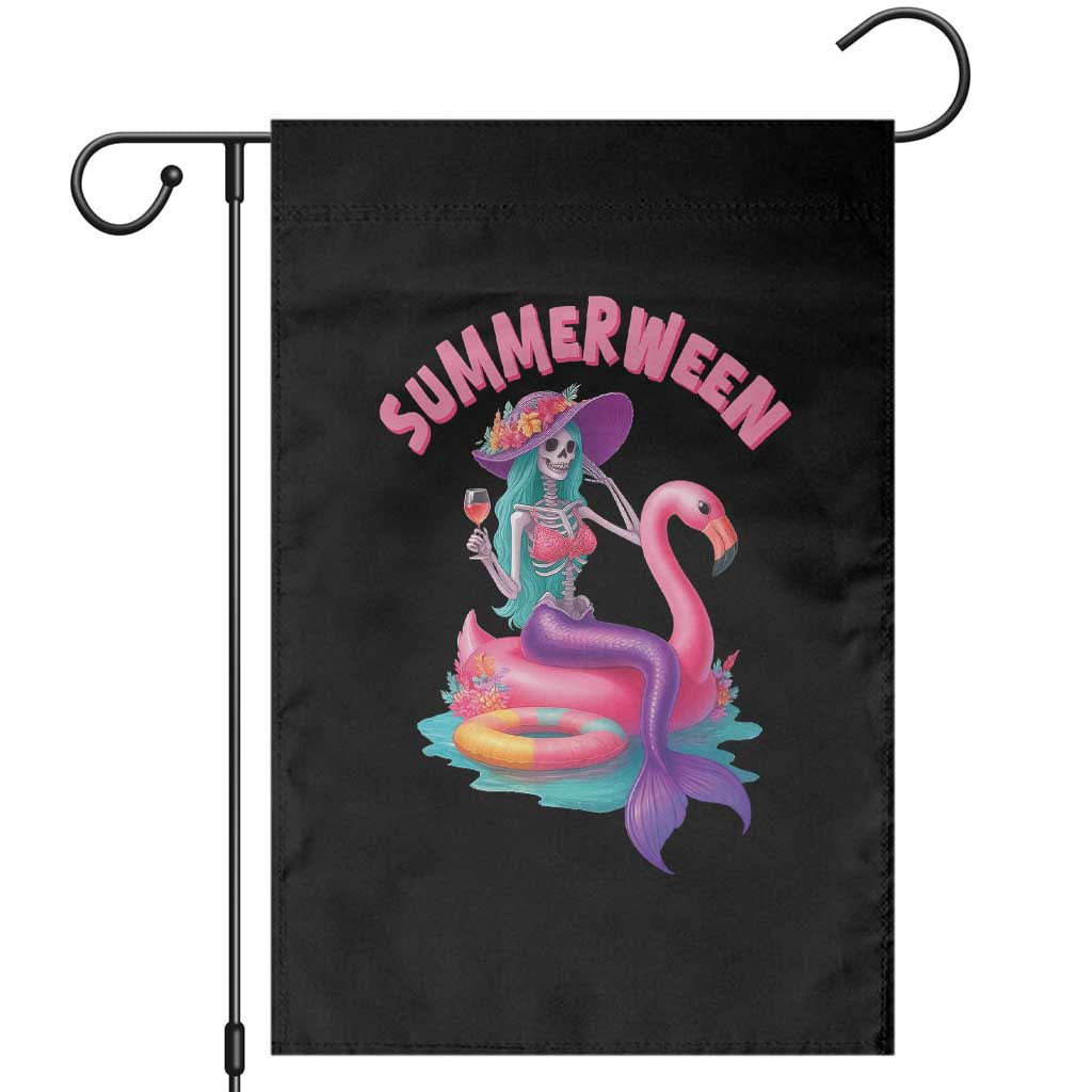 Summerween Mermaid Skeleton Garden Flag Beach Flamingo Halloween Girl TS10 Black Print Your Wear
