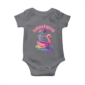Summerween Mermaid Skeleton Baby Onesie Beach Flamingo Halloween Girl TS10 Charcoal Print Your Wear
