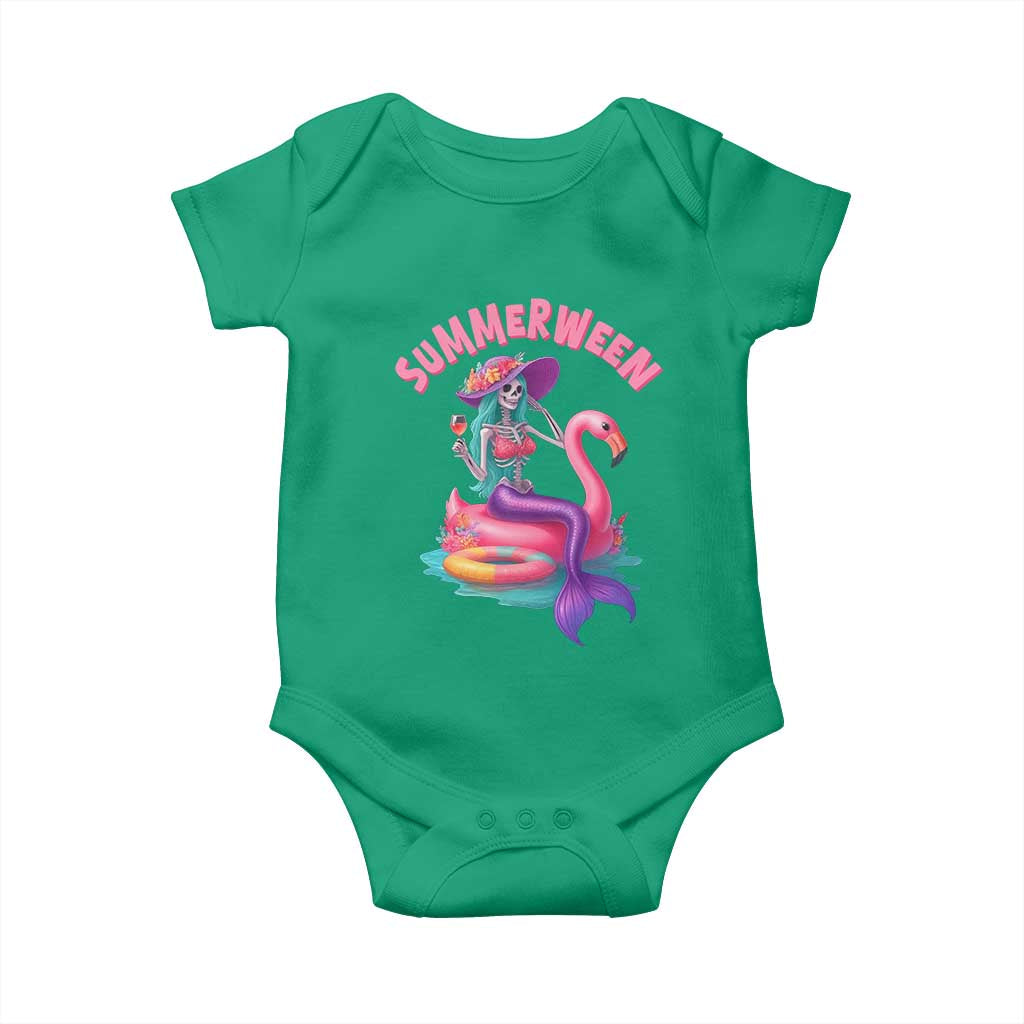 Summerween Mermaid Skeleton Baby Onesie Beach Flamingo Halloween Girl TS10 Irish Green Print Your Wear