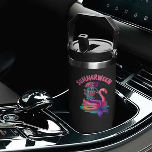 Summerween Mermaid Skeleton Flip Straw Tumbler Beach Flamingo Halloween Girl TS10 Print Your Wear