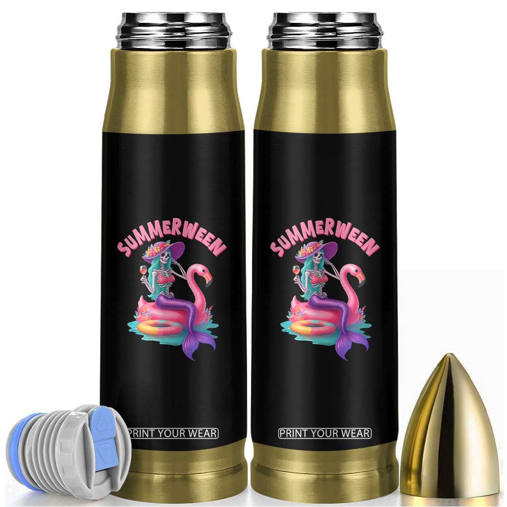Summerween Mermaid Skeleton Bullet Tumbler Beach Flamingo Halloween Girl TS10 Black Print Your Wear