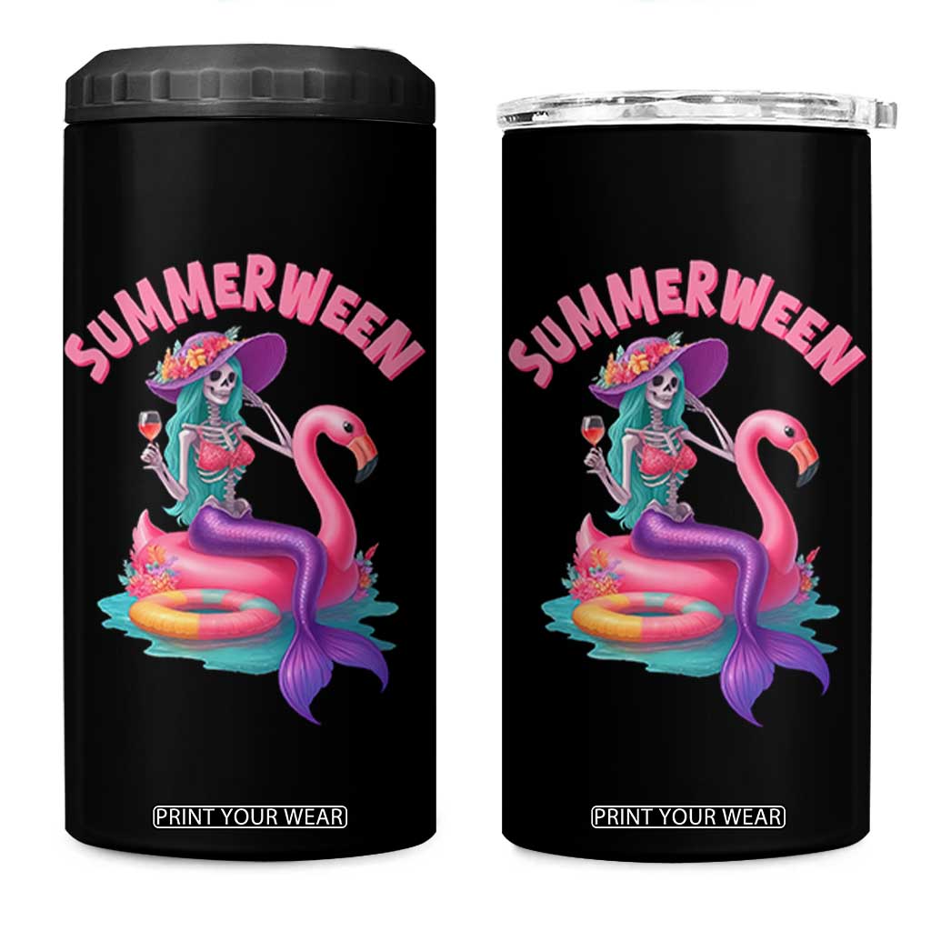 Summerween Mermaid Skeleton 4 in 1 Can Cooler Tumbler Beach Flamingo Halloween Girl TS10 One Size: 16 oz Black Print Your Wear