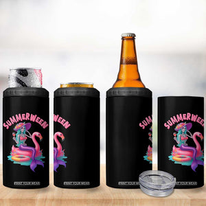 Summerween Mermaid Skeleton 4 in 1 Can Cooler Tumbler Beach Flamingo Halloween Girl TS10 Print Your Wear