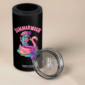 Summerween Mermaid Skeleton 4 in 1 Can Cooler Tumbler Beach Flamingo Halloween Girl TS10 Print Your Wear