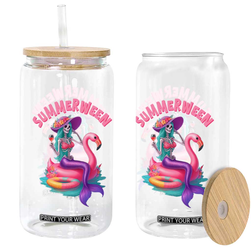 Summerween Mermaid Skeleton Glass Can Beach Flamingo Halloween Girl TS10 Print Your Wear