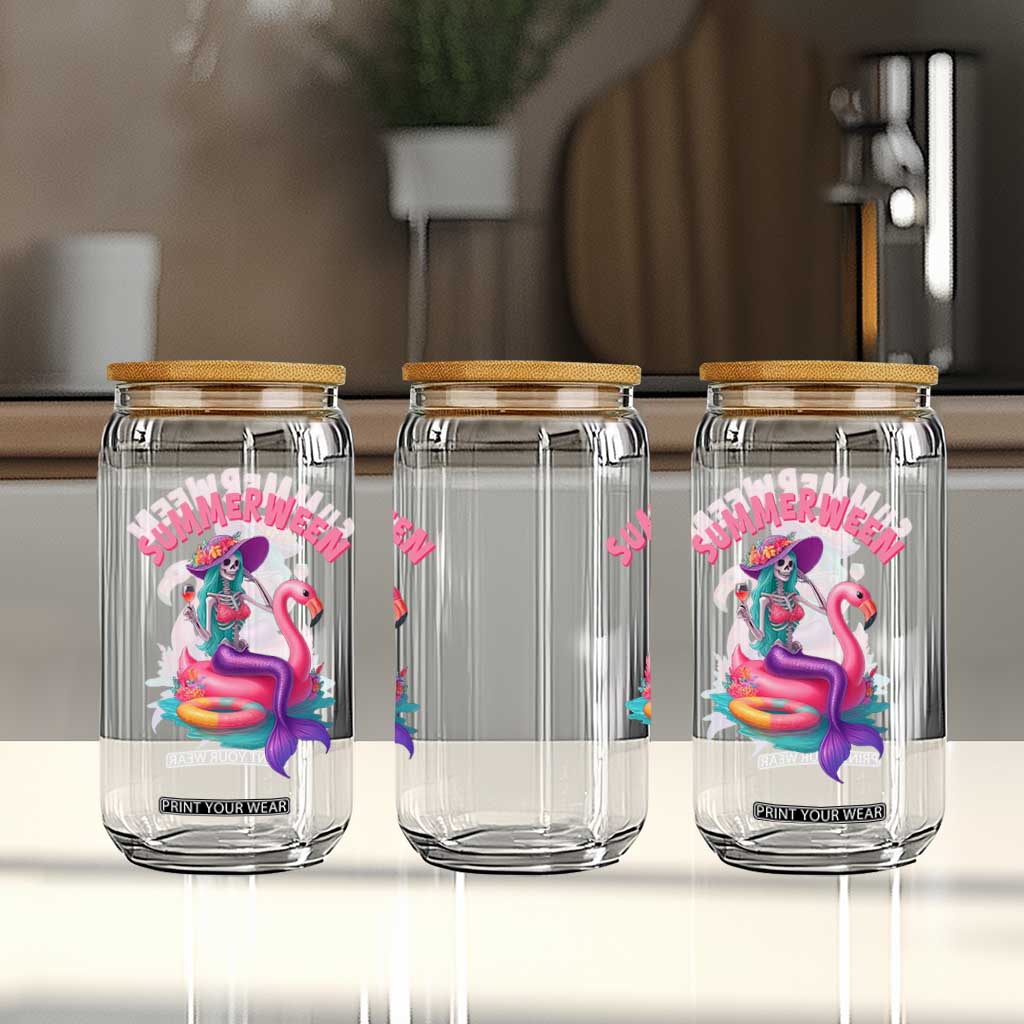 Summerween Mermaid Skeleton Glass Can Beach Flamingo Halloween Girl TS10 Print Your Wear
