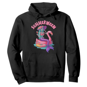 Summerween Mermaid Skeleton Hoodie Beach Flamingo Halloween Girl TS10 Black Print Your Wear