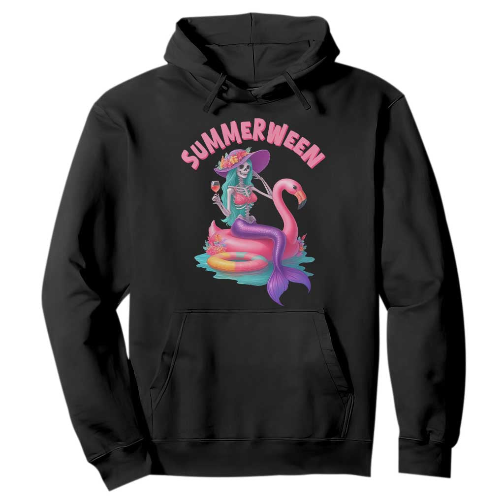 Summerween Mermaid Skeleton Hoodie Beach Flamingo Halloween Girl TS10 Black Print Your Wear