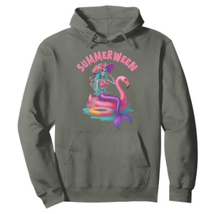 Summerween Mermaid Skeleton Hoodie Beach Flamingo Halloween Girl TS10 Military Green Print Your Wear