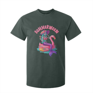 Summerween Mermaid Skeleton T Shirt For Kid Beach Flamingo Halloween Girl TS10 Dark Forest Green Print Your Wear