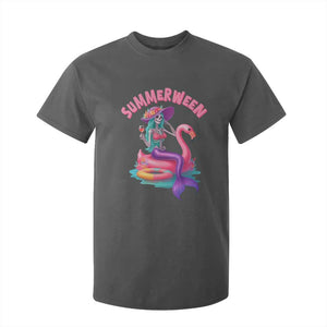 Summerween Mermaid Skeleton T Shirt For Kid Beach Flamingo Halloween Girl TS10 Dark Heather Print Your Wear