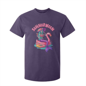 Summerween Mermaid Skeleton T Shirt For Kid Beach Flamingo Halloween Girl TS10 Purple Print Your Wear