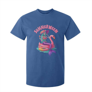 Summerween Mermaid Skeleton T Shirt For Kid Beach Flamingo Halloween Girl TS10 Royal Blue Print Your Wear
