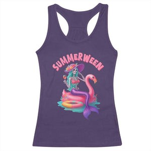 Summerween Mermaid Skeleton Racerback Tank Top Beach Flamingo Halloween Girl TS10 Purple Print Your Wear