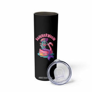 Summerween Mermaid Skeleton Skinny Tumbler Beach Flamingo Halloween Girl TS10 Print Your Wear