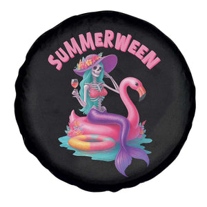 Summerween Mermaid Skeleton Spare Tire Cover Beach Flamingo Halloween Girl TS10 Print Your Wear