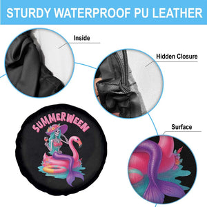 Summerween Mermaid Skeleton Spare Tire Cover Beach Flamingo Halloween Girl TS10 Print Your Wear