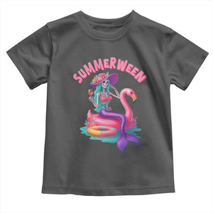 Summerween Mermaid Skeleton Toddler T Shirt Beach Flamingo Halloween Girl TS10 Dark Heather Print Your Wear