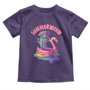 Summerween Mermaid Skeleton Toddler T Shirt Beach Flamingo Halloween Girl TS10 Purple Print Your Wear