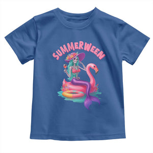 Summerween Mermaid Skeleton Toddler T Shirt Beach Flamingo Halloween Girl TS10 Royal Blue Print Your Wear