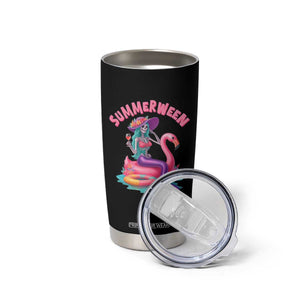 Summerween Mermaid Skeleton Tumbler Cup Beach Flamingo Halloween Girl TS10 Print Your Wear