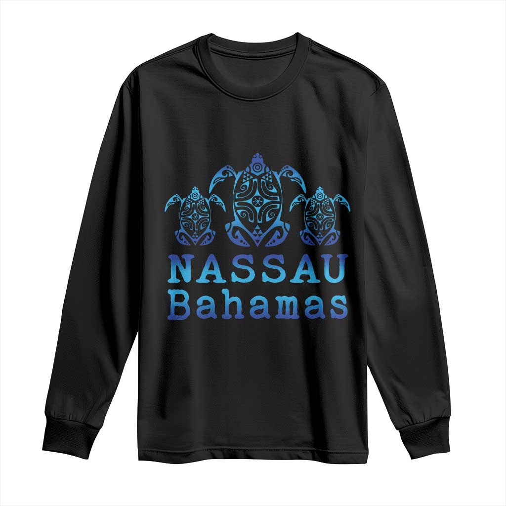 Nassau Souvenir Long Sleeve Shirt Sea Turtle Bahamas Beach Vacation TS10 Black Print Your Wear