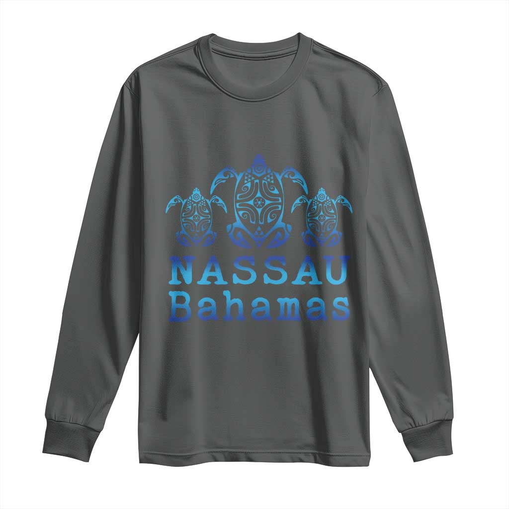 Nassau Souvenir Long Sleeve Shirt Sea Turtle Bahamas Beach Vacation TS10 Dark Heather Print Your Wear