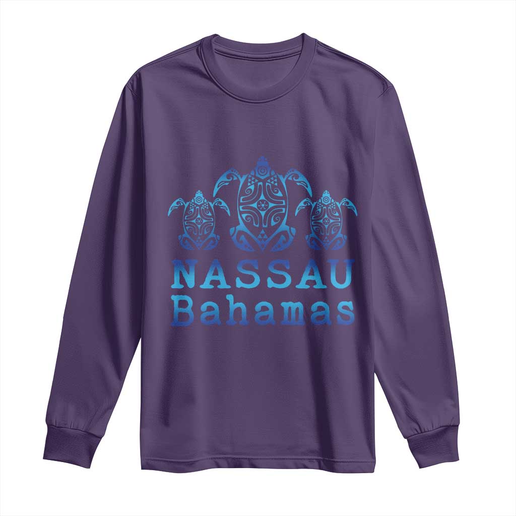 Nassau Souvenir Long Sleeve Shirt Sea Turtle Bahamas Beach Vacation TS10 Purple Print Your Wear