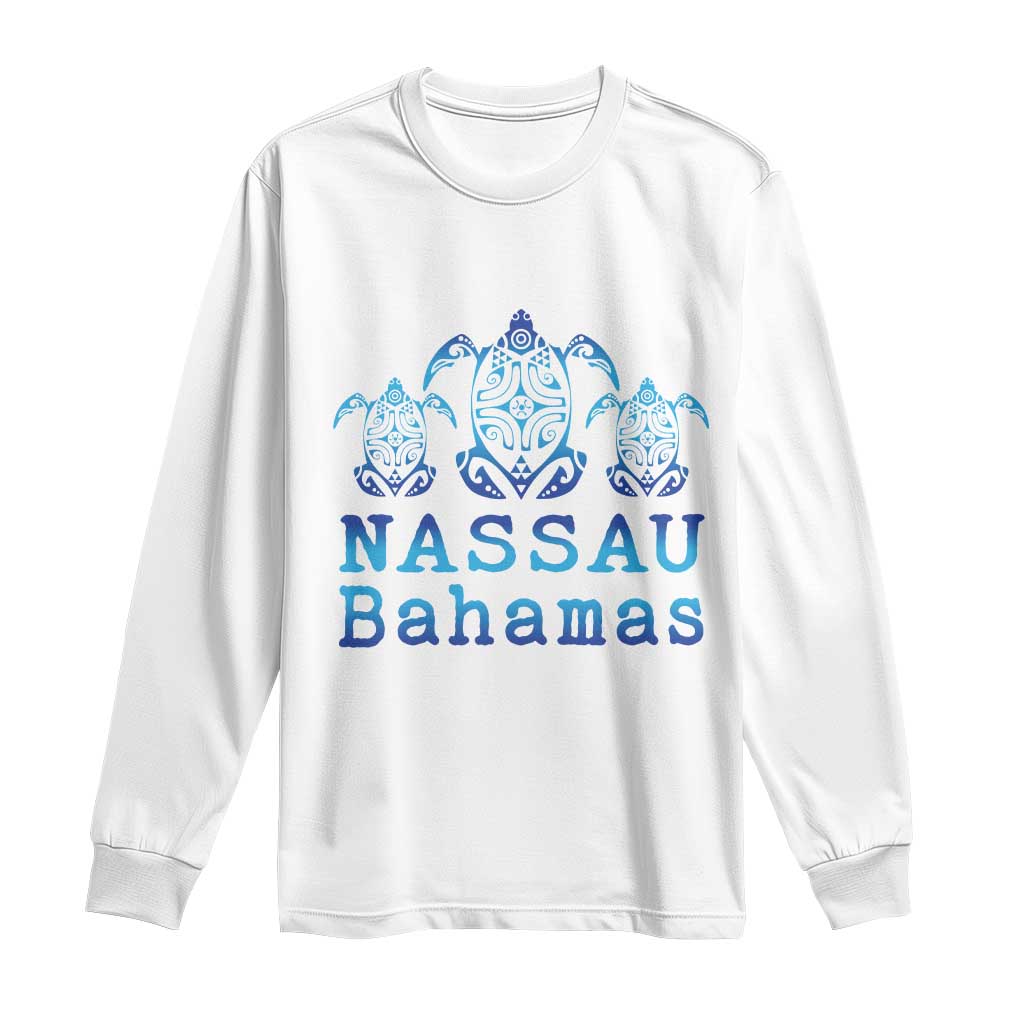 Nassau Souvenir Long Sleeve Shirt Sea Turtle Bahamas Beach Vacation TS10 White Print Your Wear