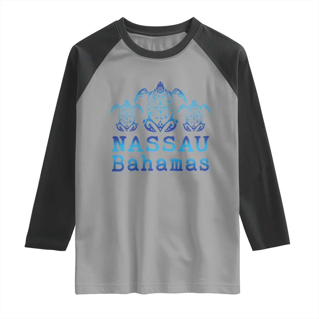 Nassau Souvenir Raglan Shirt Sea Turtle Bahamas Beach Vacation TS10 Sport Gray Black Print Your Wear