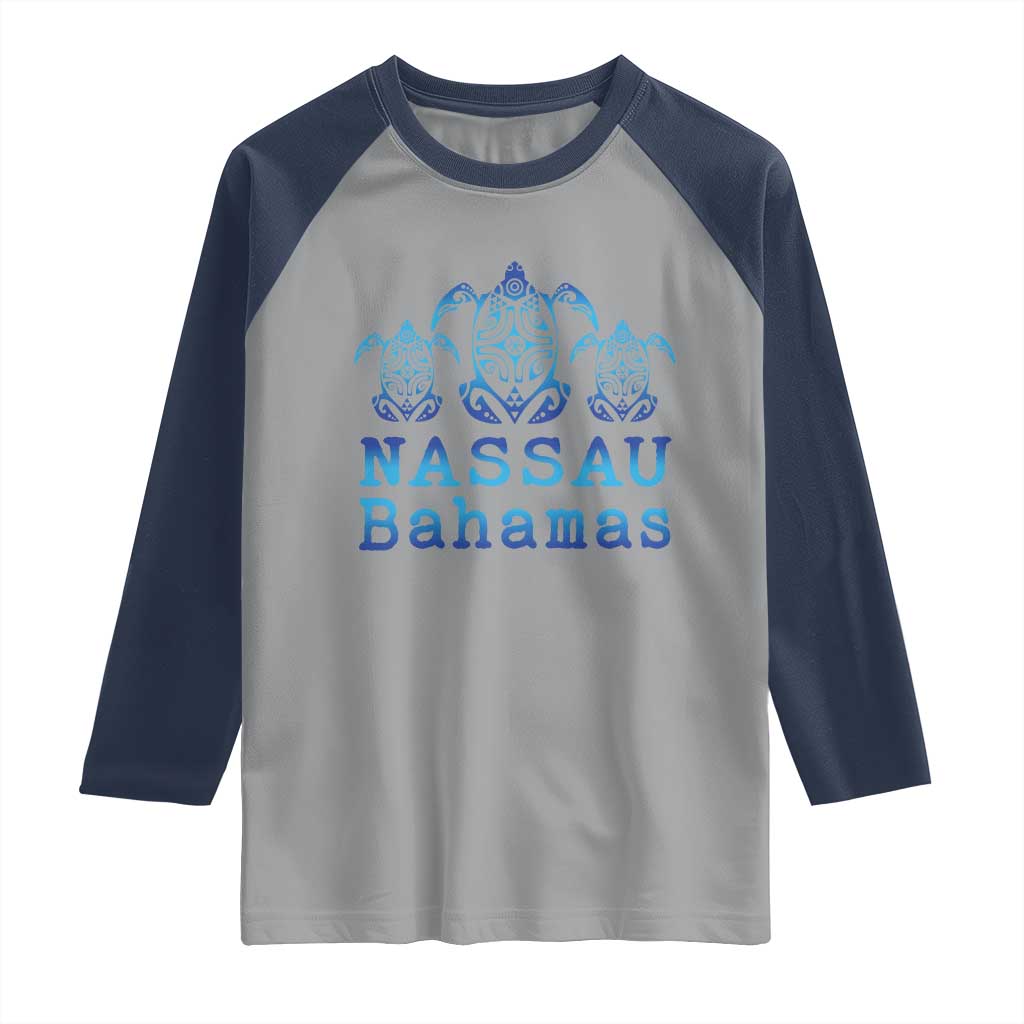 Nassau Souvenir Raglan Shirt Sea Turtle Bahamas Beach Vacation TS10 Sport Gray Navy Print Your Wear
