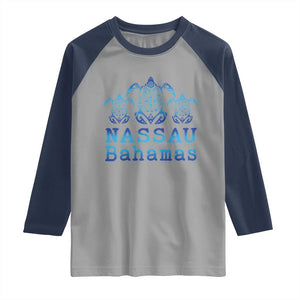 Nassau Souvenir Raglan Shirt Sea Turtle Bahamas Beach Vacation TS10 Sport Gray Navy Print Your Wear