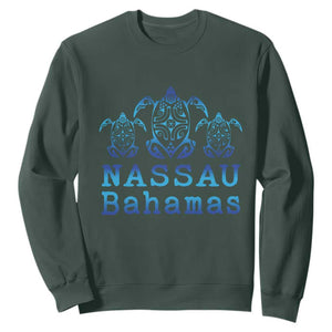 Nassau Souvenir Sweatshirt Sea Turtle Bahamas Beach Vacation TS10 Dark Forest Green Print Your Wear