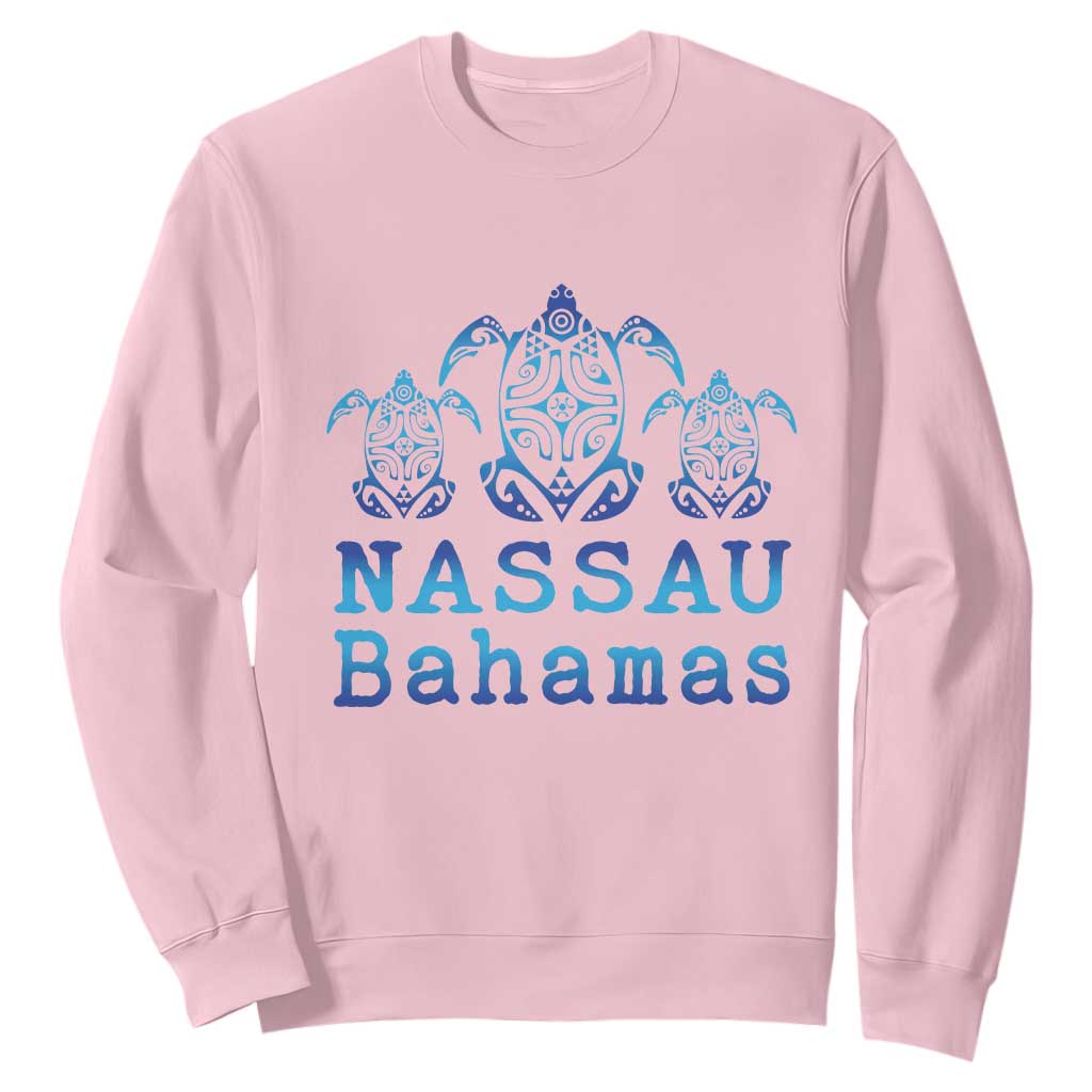 Nassau Souvenir Sweatshirt Sea Turtle Bahamas Beach Vacation TS10 Light Pink Print Your Wear