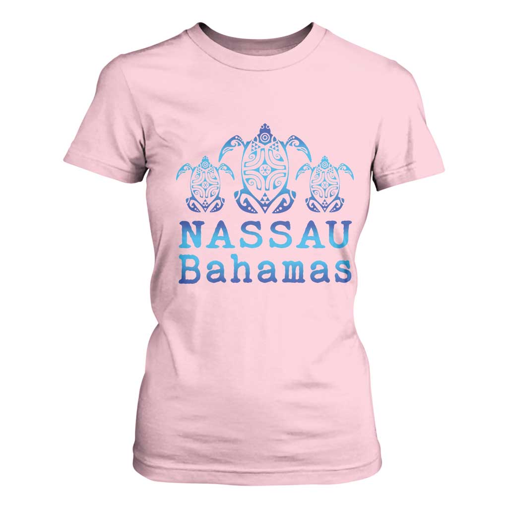 Nassau Souvenir T Shirt For Women Sea Turtle Bahamas Beach Vacation TS10 Light Pink Print Your Wear
