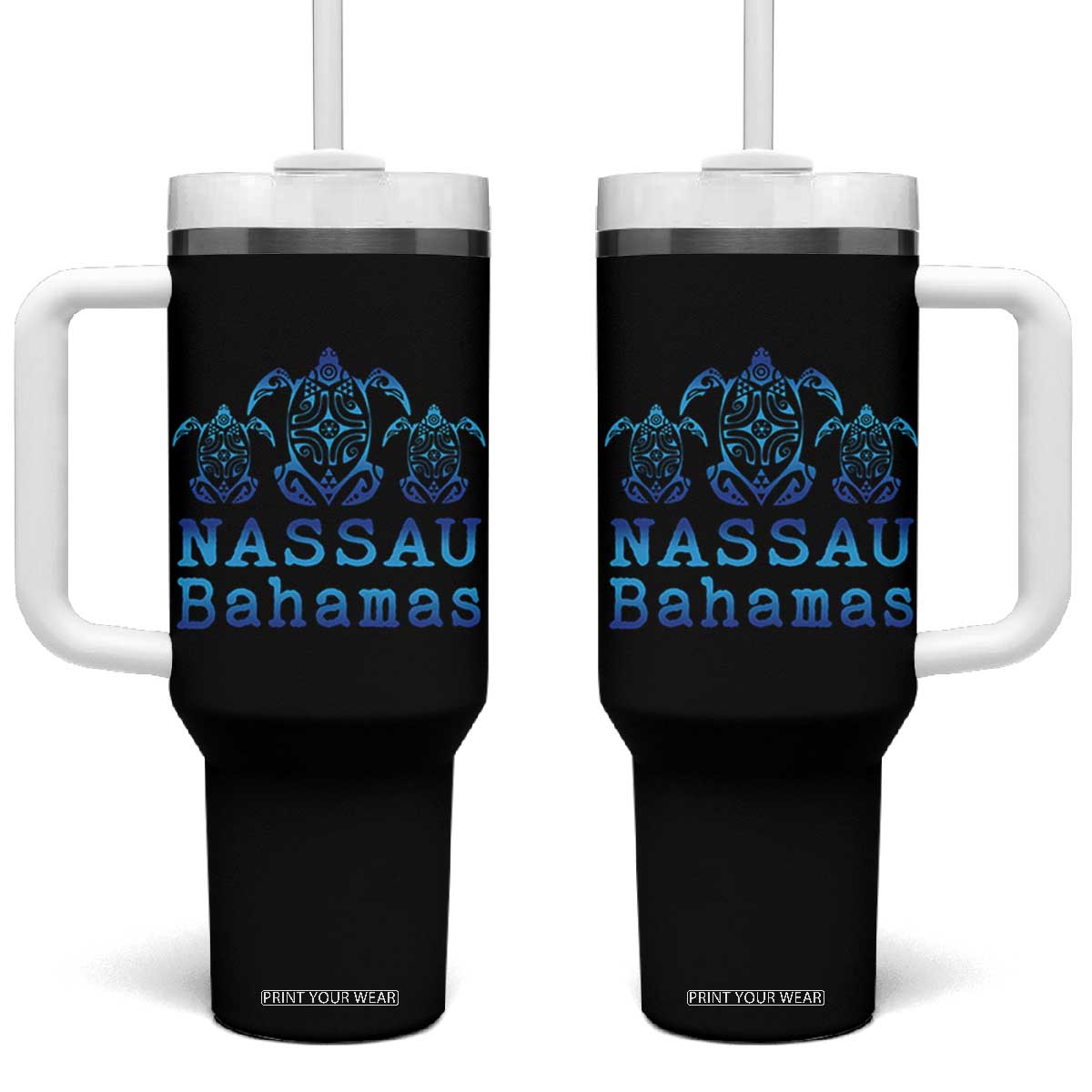 Nassau Souvenir Tumbler With Handle Sea Turtle Bahamas Beach Vacation TS10 One Size: 40 oz Black Print Your Wear
